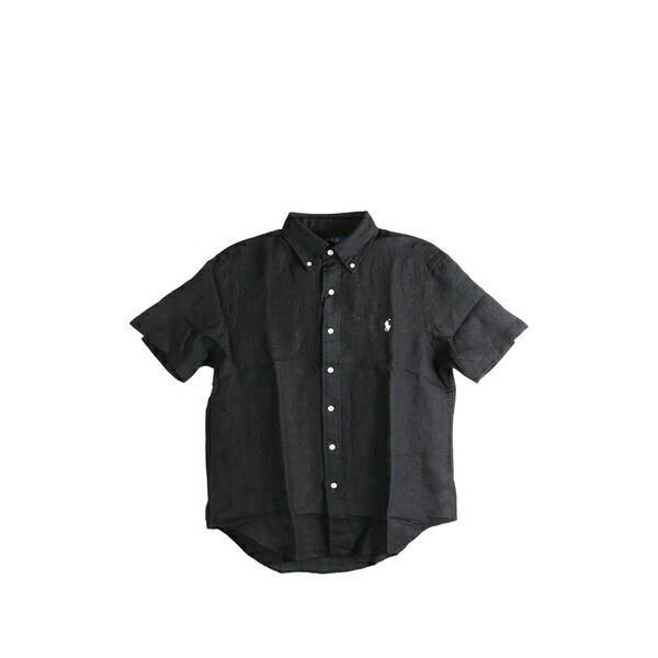 ラルフローレン メンズ プルオーバー トップス Logo-embroidered button-down shirt Black