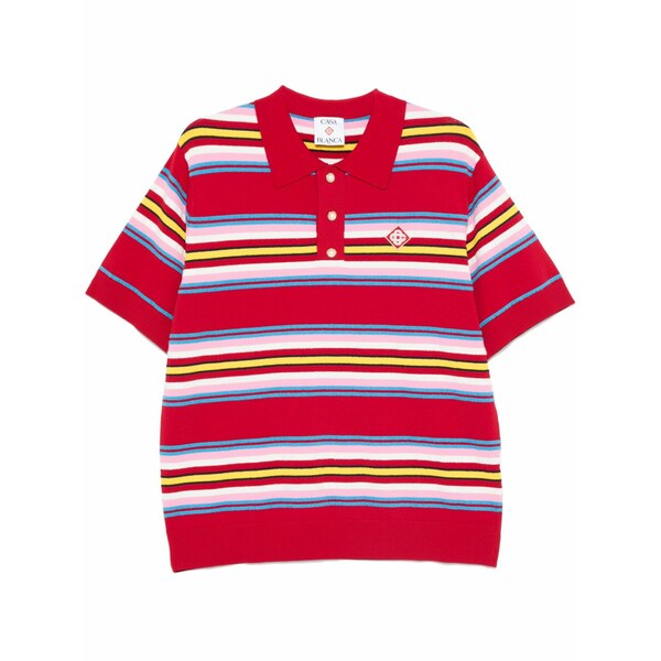 カサブランカ メンズ スポーツシャツ トップス Striped polo shirt Red