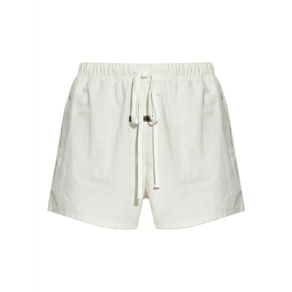 エフオージーエッセンシャルズ レディース 心地よいズボン下 ボトムス Logo-plaque drawstring shorts White