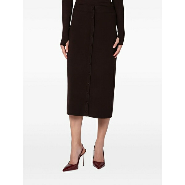 ヴィクトリア ベッカム レディース スコート ボトムス Button-front knitted MIDI skirt Brown