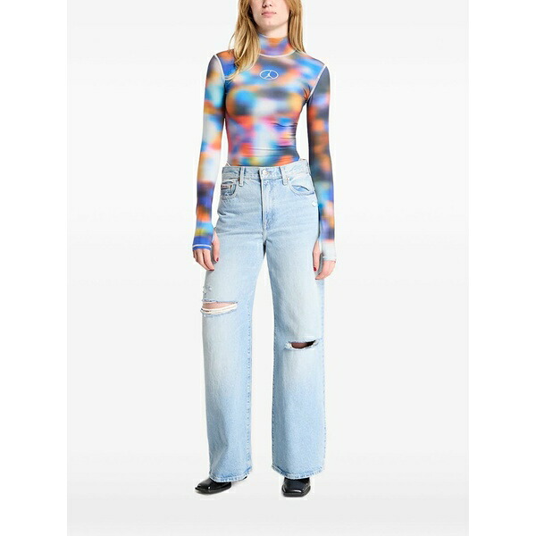 ジョーダン レディース プルオーバー トップス Printed long-sleeve bodysuit Blue