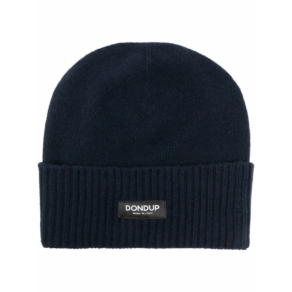 ドンダップ メンズ 鳥打ち帽 付属物 Logo-patch ribbed beanie Blue