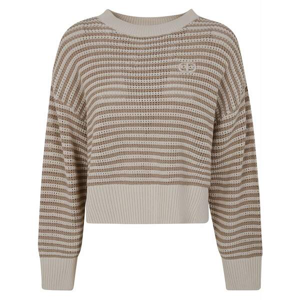 ツイン書き割り レディース 編み物\u0026ティーシャツ アウター Logo striped jumper Neutrals