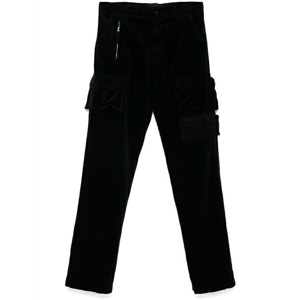 アスペジ メンズ 心地よいズボン下 ボトムス Corduroy cargo trousers Black