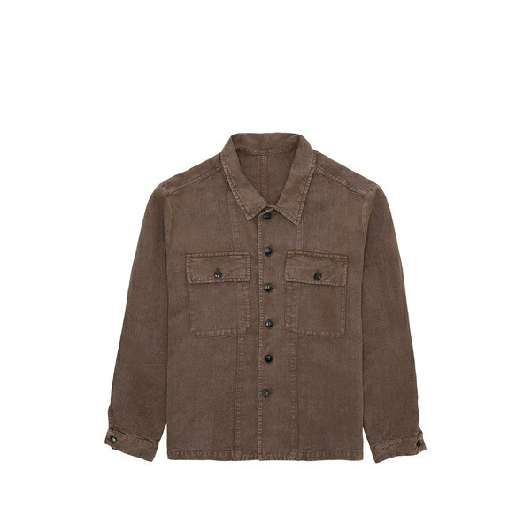 フォルテラ メンズ プルオーバー トップス Front pockets logo button shirt Brown