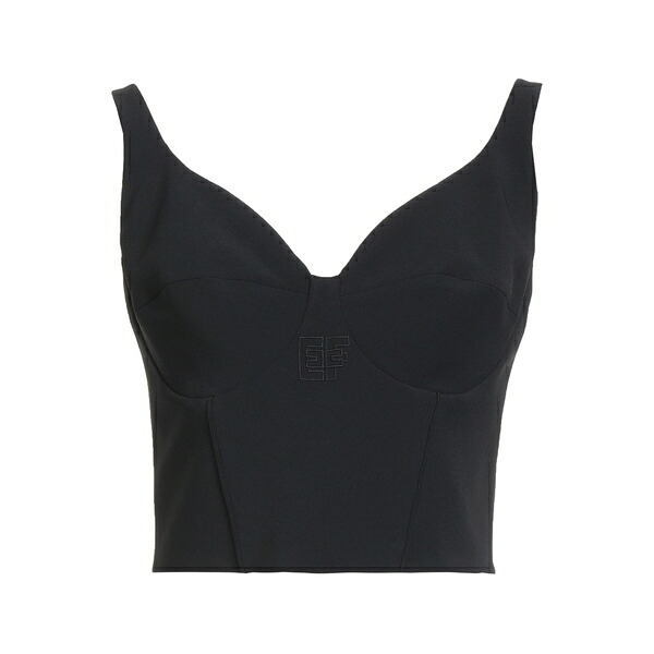 【貨物輸送無料】 エリザベスフランキ レディース ティーシャツ トップス Tops Black Tシャツ・カットソー-トップス-レディースファッション