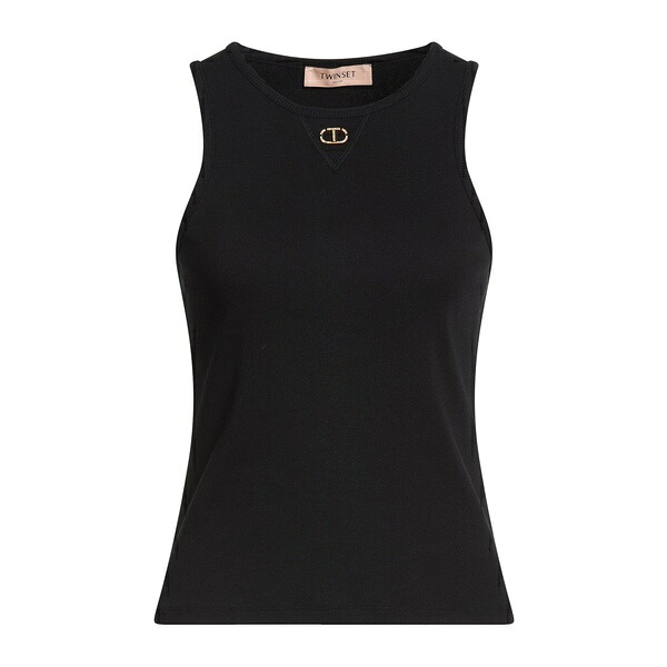 【貨物輸送無料】 ツイン仕掛ける レディース プルオーバー トップス Tank tops Black