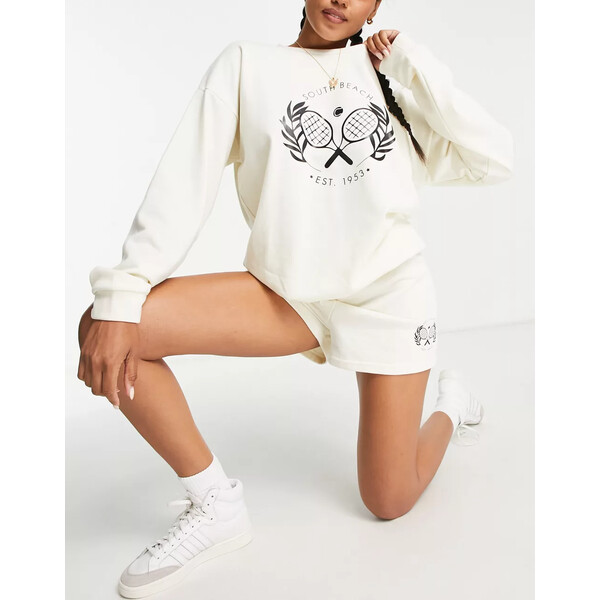 サウスビーチ レディース パーカー スウェットシャツ アウター South Beach Tennis Logo Sweatshirt In White White メーカー公式ショップ