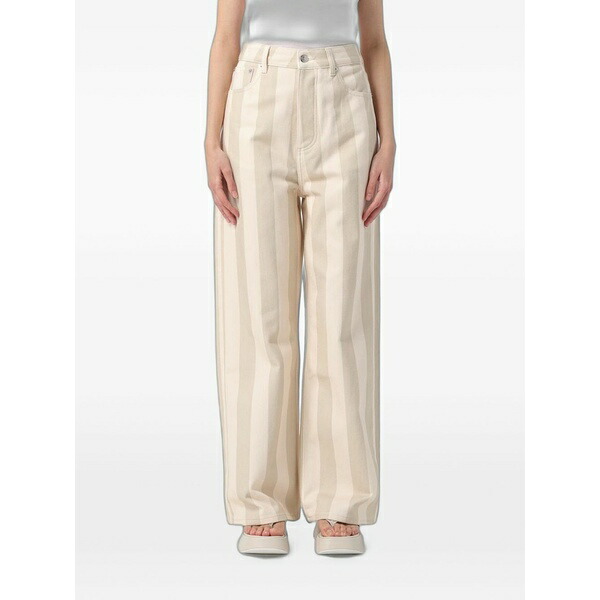 ナヌーシュカ レディース カジュアルパンツ ボトムス Striped wide-leg jeans Neutrals｜asty