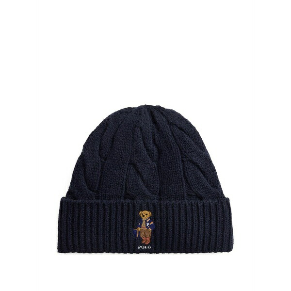 ラルフローレン レディース 帽子 アクセサリー Polo bear cable-knit beanie hat Blue|asty