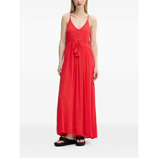 リップカール レディース ワンピース トップス Tassel-detail button-front maxi dress Red｜asty 27,972円