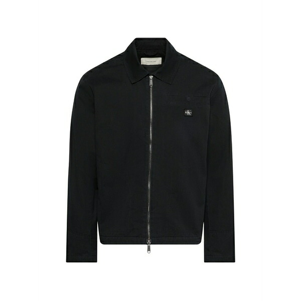 カルバンクライン メンズ ジャケット＆ブルゾン アウター Logo-patch zip-up shirt jacket Black｜asty