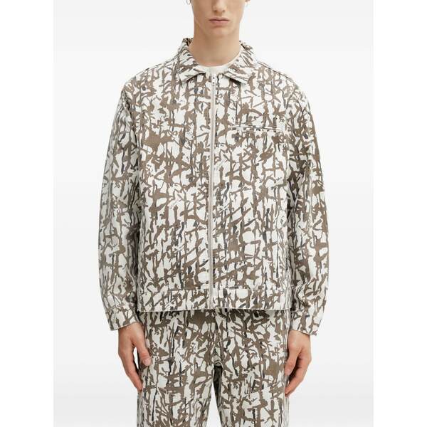 グラミチ メンズ ジャケット&ブルゾン アウター Abstract-print zip-up jacket White|asty