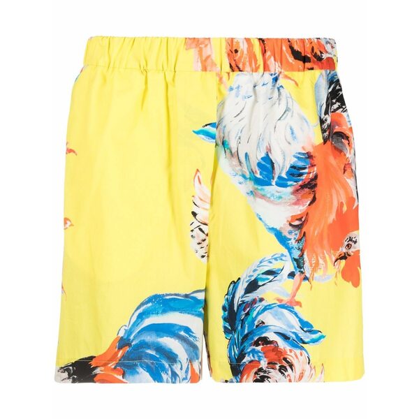 エムエスジイエム レディース カジュアルパンツ ボトムス Rooster print shorts Yellow｜asty