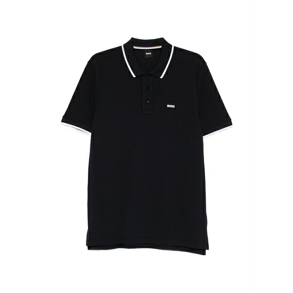 元締め メンズ スポーツシャツ トップス Tipped short-sleeve polo shirt Blue