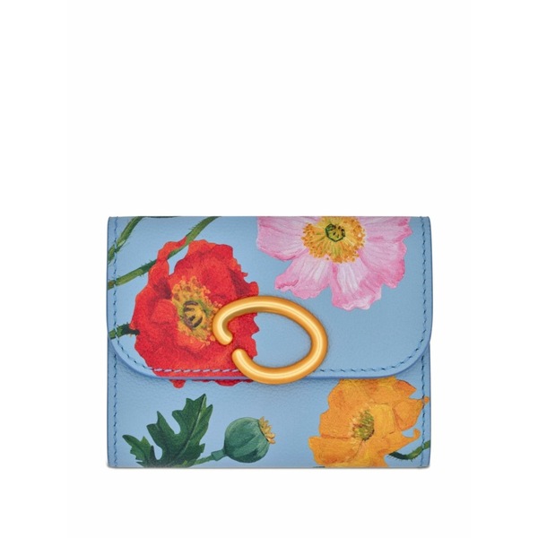 オスカー デ ラ レンタ メンズ 札入れ 佩び物  poppy-printed trifold wallet Blue