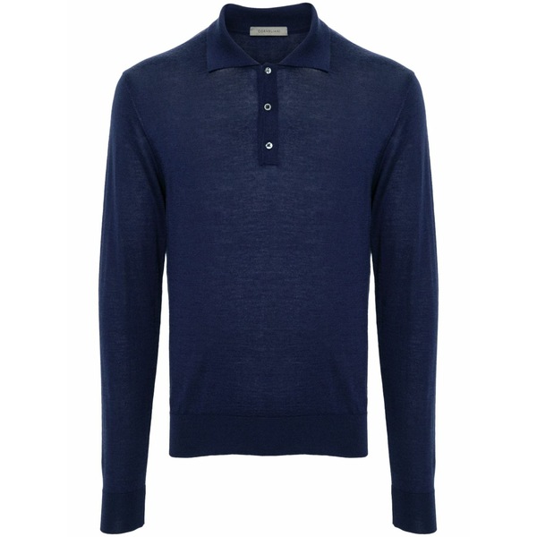 コルネリアーニ メンズ スポーツシャツ トップス Fine-knit polo shirt Blue