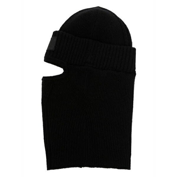 ワイスロバート・エドワード・リー メンズ 鳥打ち帽 付属物 Logo-patch ribbed-knit balaclava  Black