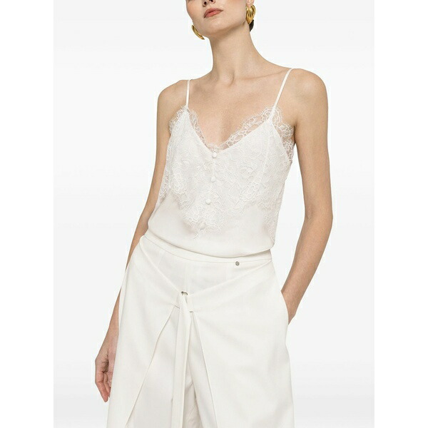 ニッサ レディース プルオーバー トップス Lace panel blouse White