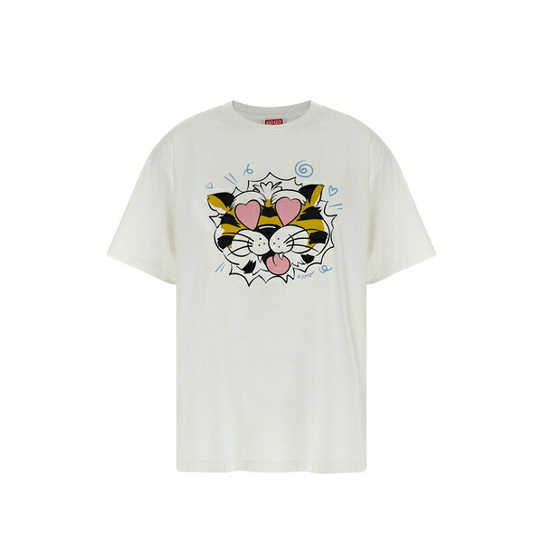 ケンゾー レディース プルオーバー トップス Tiger-print t-shirt White