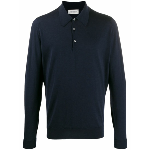ジョンスメドレー メンズ スポーツシャツ トップス Knitted polo shirt Blue