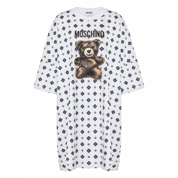 モスキーノ レディース 衣裳 トップス Mini teddy-print dress White スーツ・セットアップ-レディースファッション