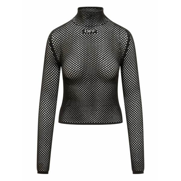 象牙色 レディース 編み物\u0026スウェーター アウター High-neck top Black