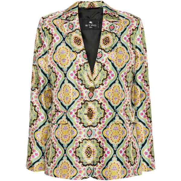 エトロ レディース 上衣＆上衣 アウター Floral-print silk blazer Green