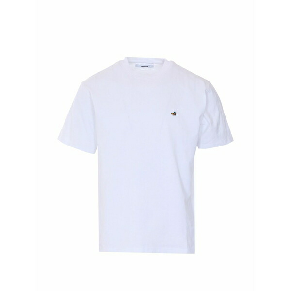エドモンド 制作室 メンズ プルオーバー トップス Duck-embroidered crew-neck t-shirt White