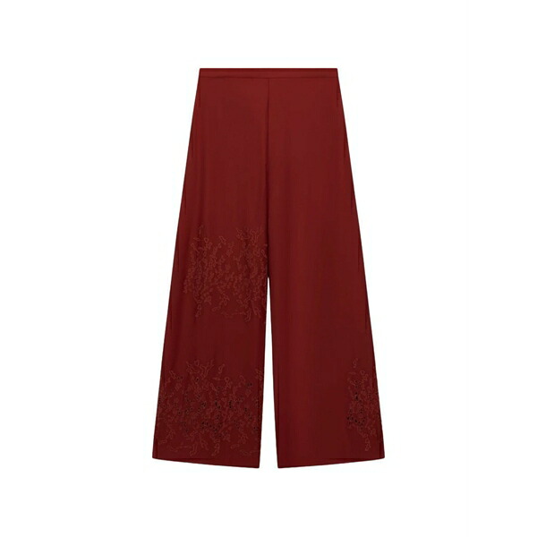 リビアナコンティ レディース 心地好いズボン下 ボトムス Embroidered cut-out palazzo pants Red