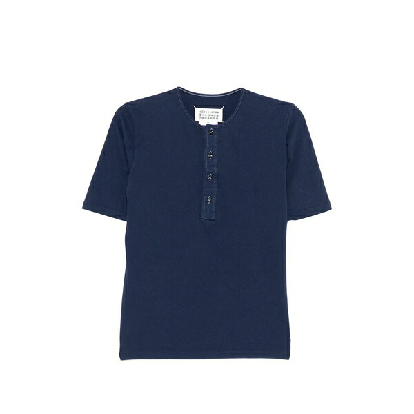 マルタンマルジェラ レディース Tシャツ トップス Button short-sleeve t-shirt Blue|asty