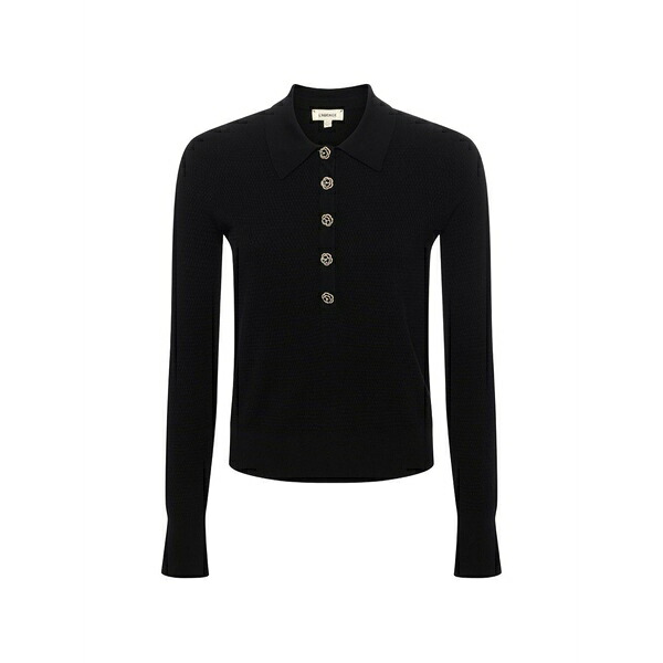 ラジャンス レディース スポーツシャツ トップス Button-embellishment polo top Black