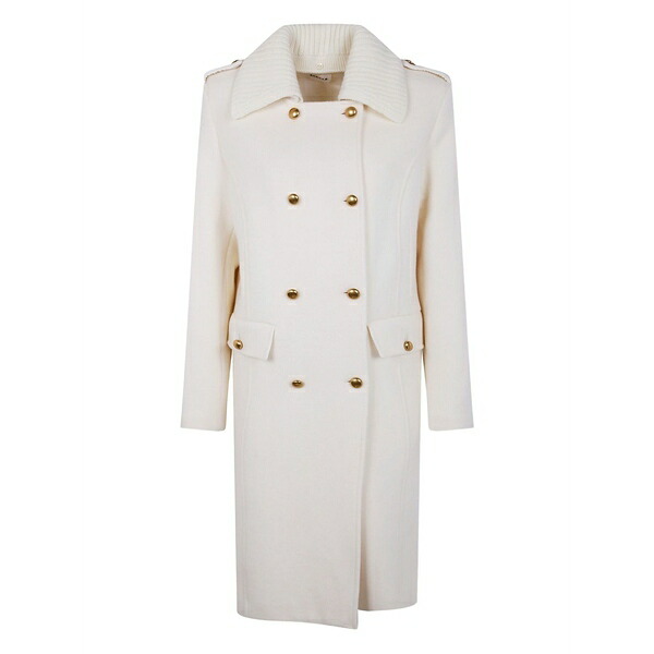 パロッシュ レディース 厚地の外套 アウター Ribbed-collar buttoned coat Neutrals