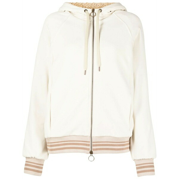 イレブンティ レディース 上衣＆上衣 アウター Drawstring-hood zipped-up bomber jacket Neutrals