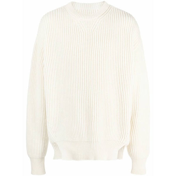 ジル・サンダー メンズ 編み物\u0026プルオーバー アウター Crew-neck ribbed-knit wool jumper Neutrals