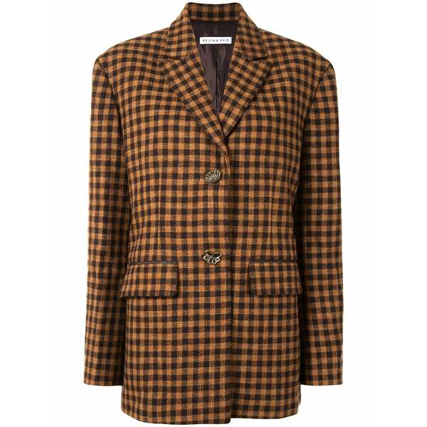 レジーナ・ピョウ レディース 上衣＆上衣 アウター Bowen checked jacket Brown