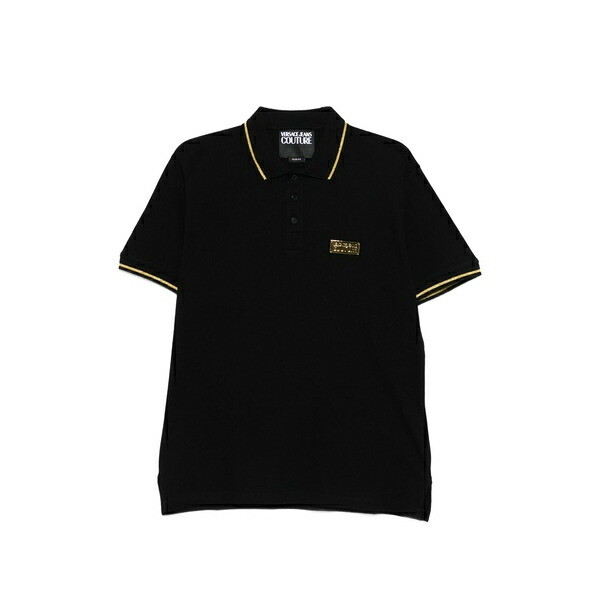 呼びりん探し回る メンズ スポーツシャツ トップス Ribbed-trim polo shirt Black ポロシャツ-メンズファッション