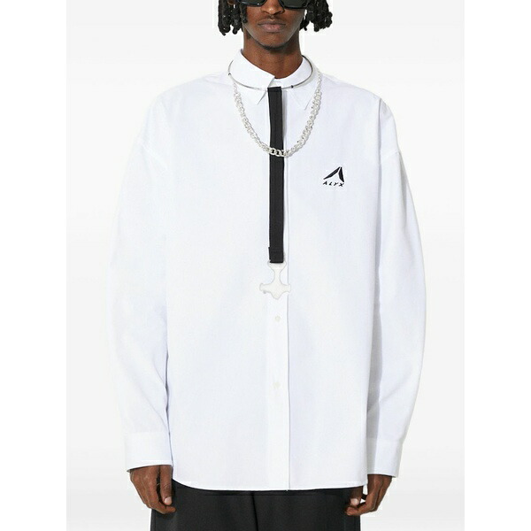1017 アリクス 9 エスエム メンズ シャツ トップス Embroidery shirt White｜asty