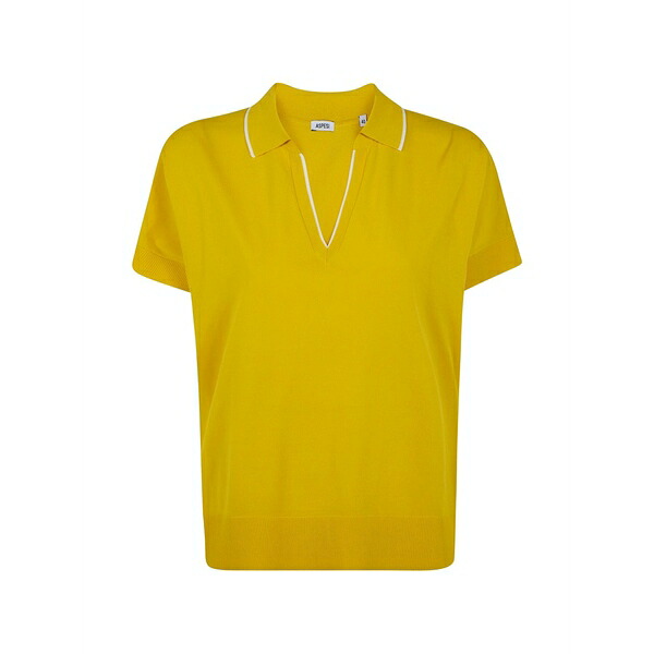 アスペジ レディース スポーツシャツ トップス Contrast-trim polo top Yellow