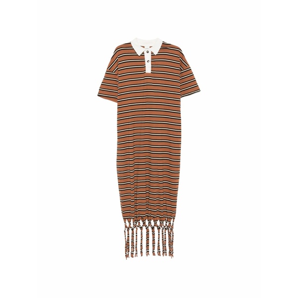 ナヌーシュカ レディース 衣装 トップス Farid fringed striped MIDI dress Brown レディースファッション-スーツ・セットアップ