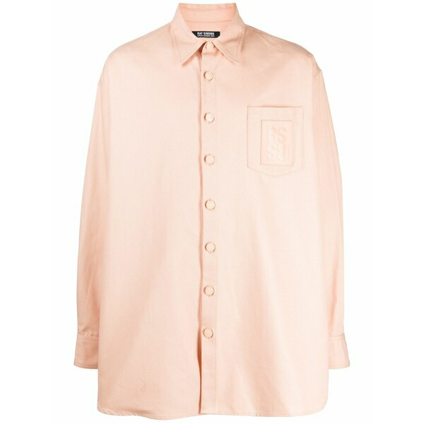 ラフ・シモンズ メンズ プルオーバー トップス Logo-patch cotton shirt Pink