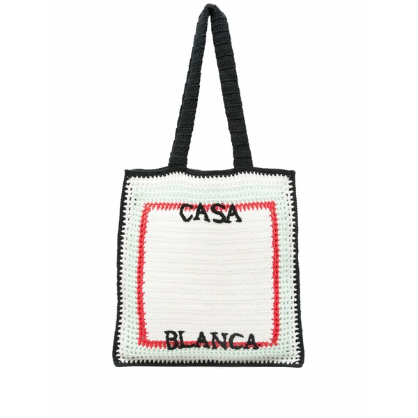 カサブランカ メンズ トートバッグ バッグ Logo-embroidered tote bag White｜asty