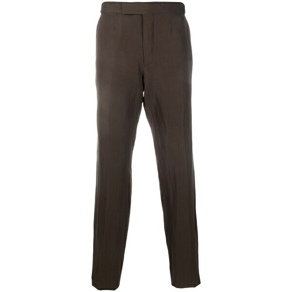 ゼニア メンズ カジュアルパンツ ボトムス Mid-rise tapered trousers Brown|asty