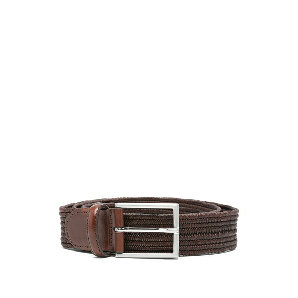 カナーリ メンズ 三尺帯 添え物 Woven leather belt Brown