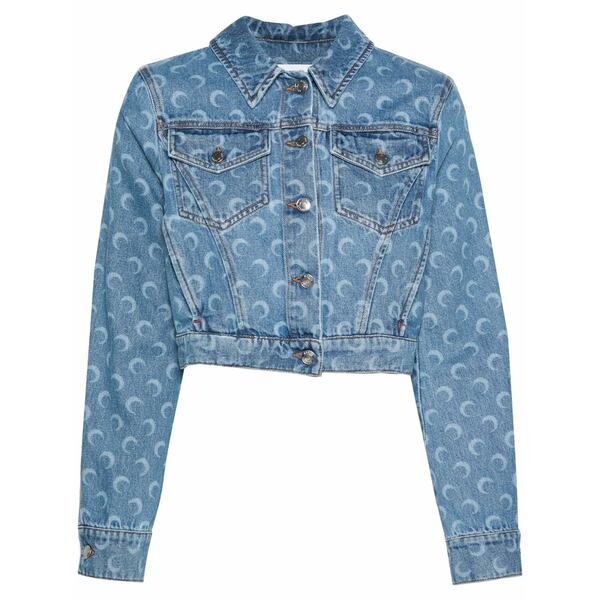 米国海兵隊員 独居室 レディース 上衣＆上衣 アウター Crescent-moon-print denim jacket Blue