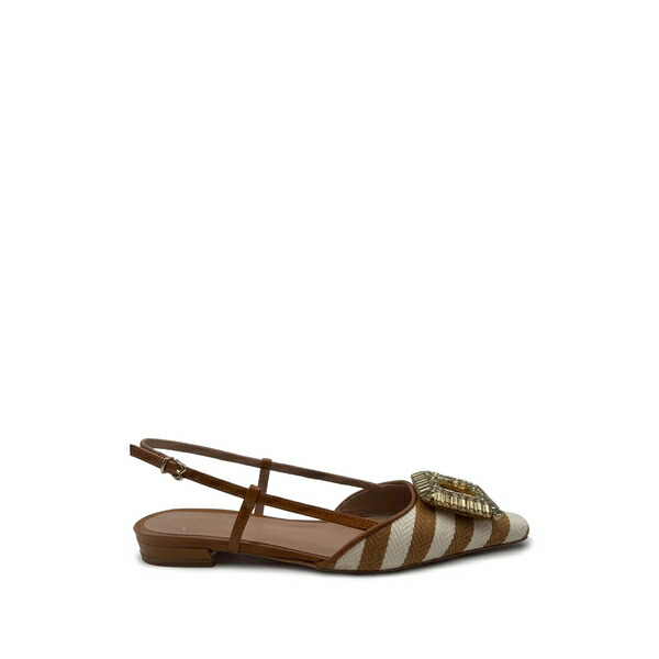 ロベルトフェスタ レディース パンプス シューズ Mimma striped toe-embellished flat pumps Neutrals