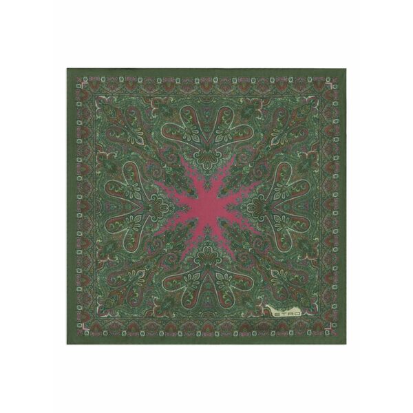 エトロ メンズ えり巻き・袈裟・えり巻き 付属物 Floral paisley silk pocket square Green
