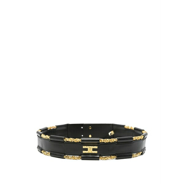 エリザベスフランキ レディース ベルト アクセサリー Chain-link logo-plaque belt Black｜asty