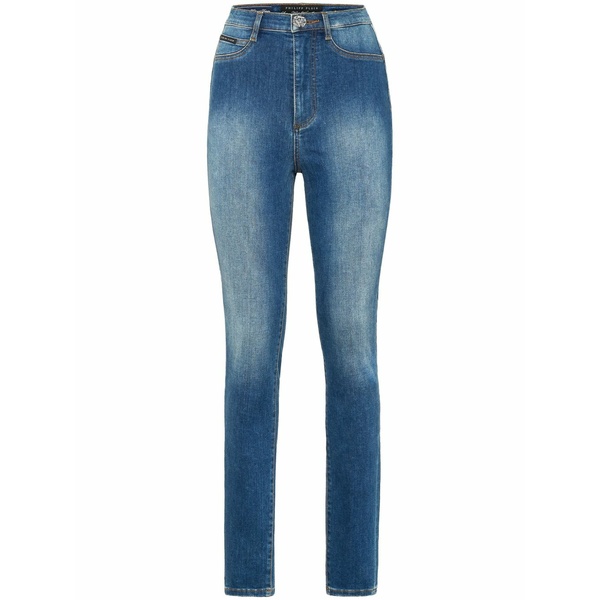 フィリッププレイン レディース デニムパンツ ボトムス High-waisted jeans Blue