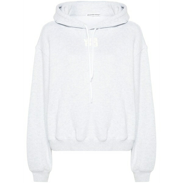 アレキサンダーワン レディース パーカー・スウェットシャツ アウター Logo-print cotton hoodie Grey